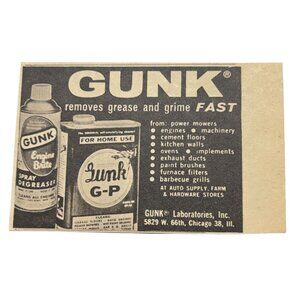 Gunk Engine Brite Print Ad Vintage 1963 Grease Remover Cleaner